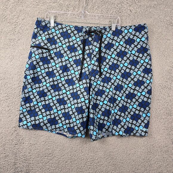 Patagonia Board Shorts Men's Geometric Blue Side Zip Pocket Lightweight Size 40 - Picture 1 of 13